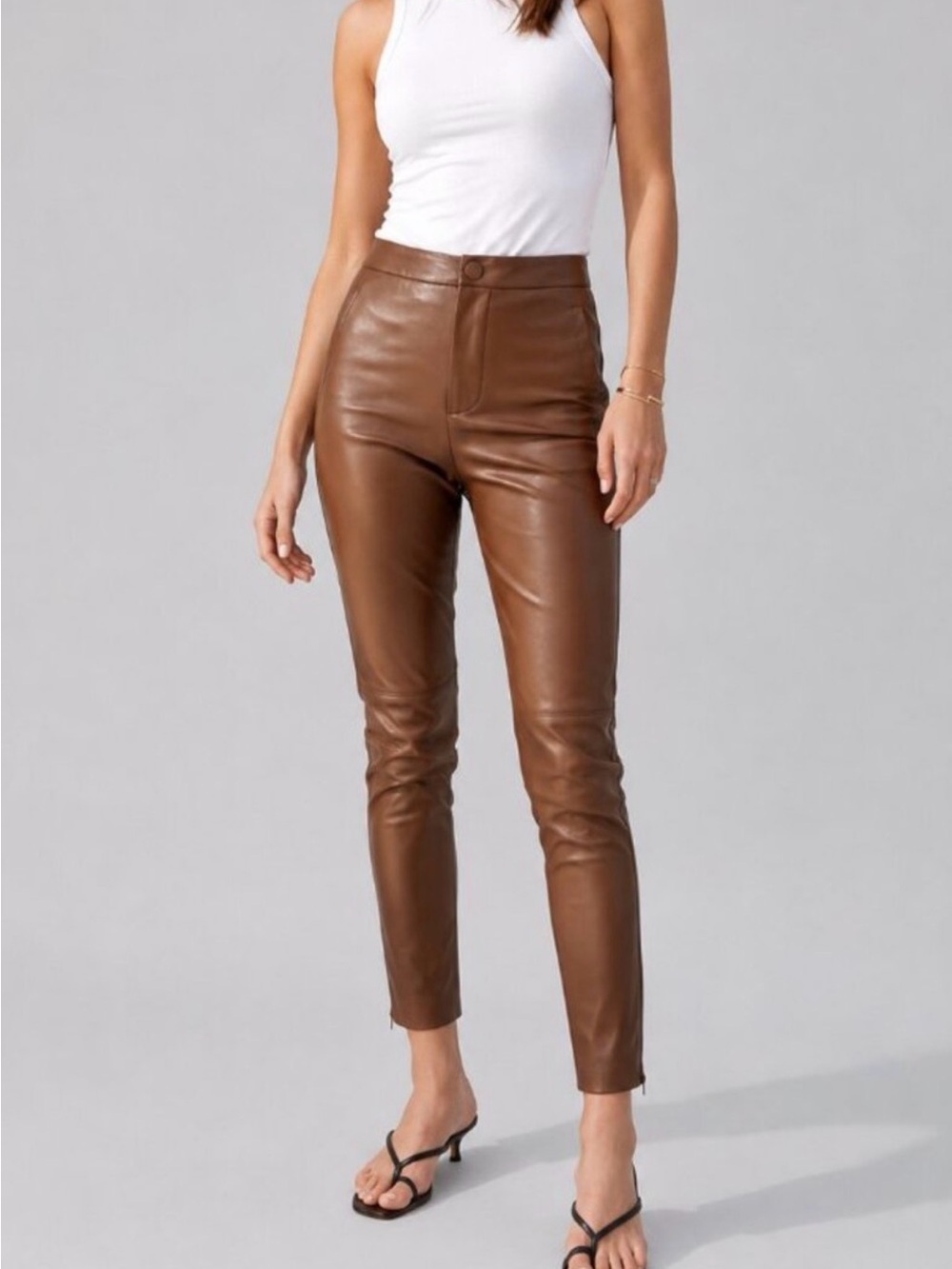 Zara Women’s Cognac Faux Leather Pants